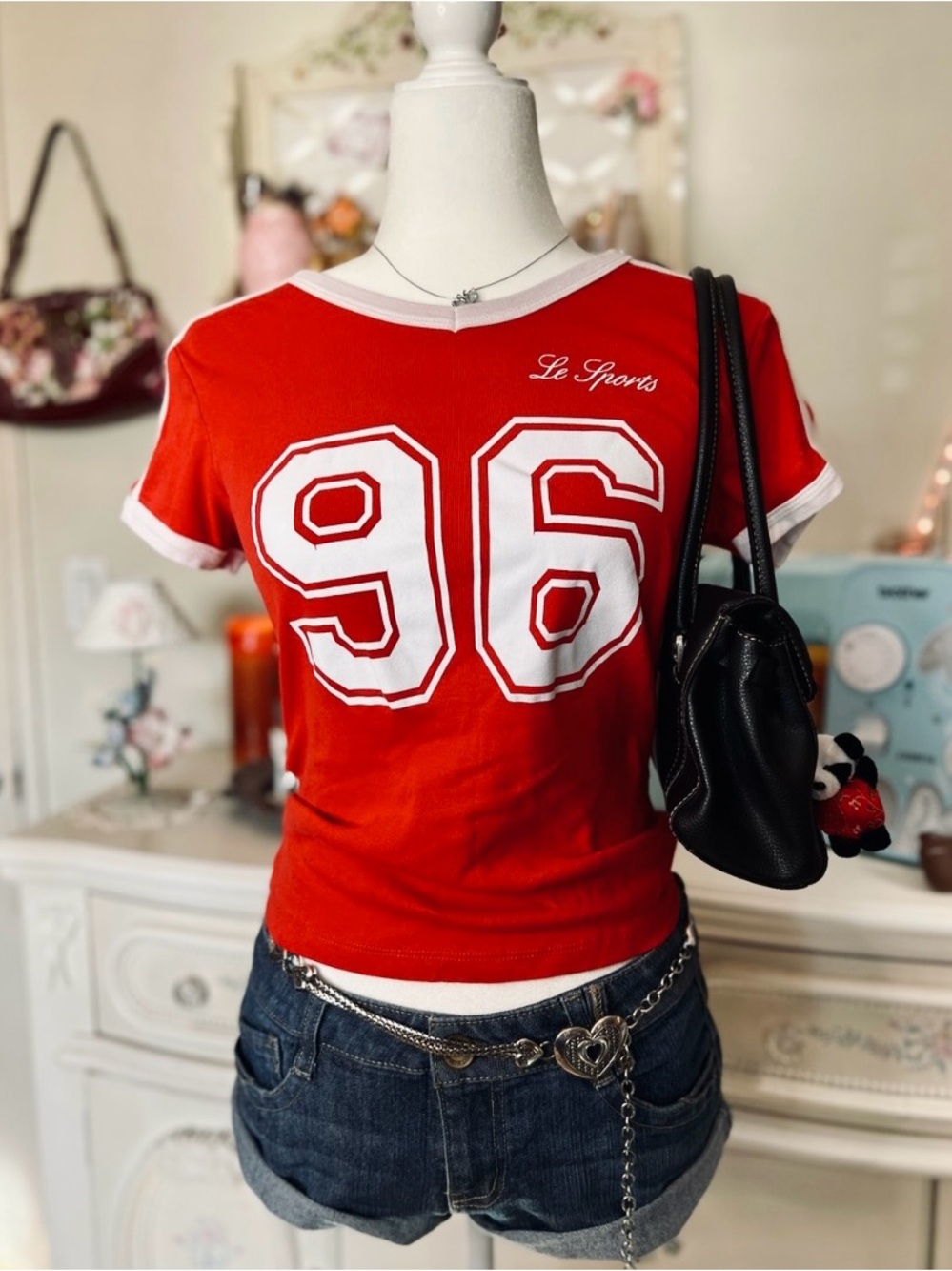Red '96' Short Sleeve Ringer Tee